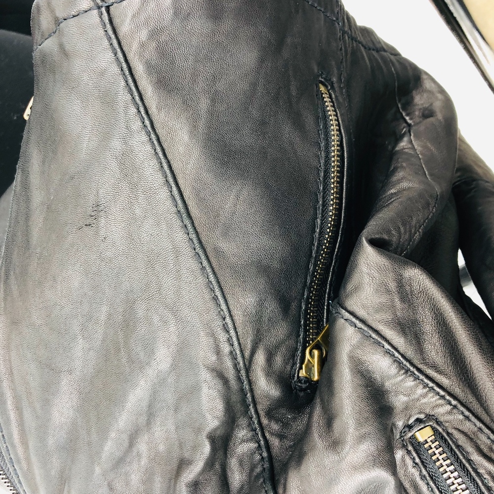 Michael Kors Leather Zip Motor Biker Jacket - Picture 8 of 8